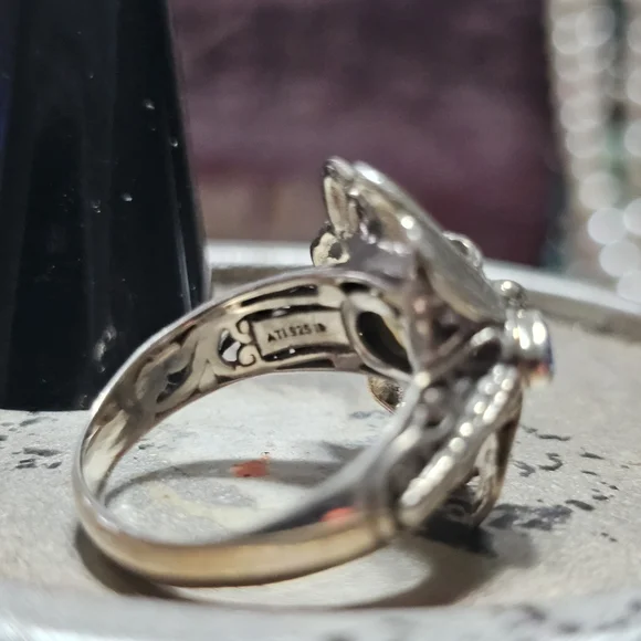 Sterling Bee Pearl Ring with Blue Accent - Women - Picture 4 of 7